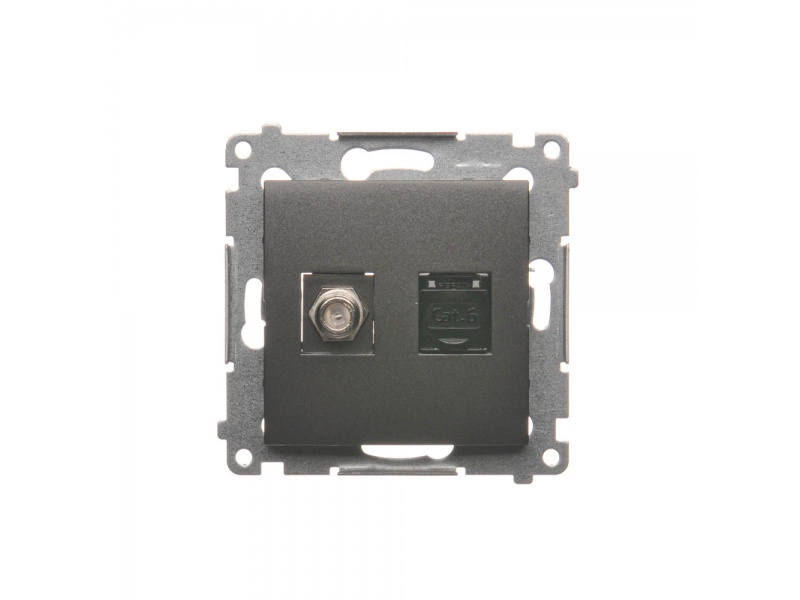 Zásuvka SAT "F" + RJ45 Simon 54 premium modul antracit