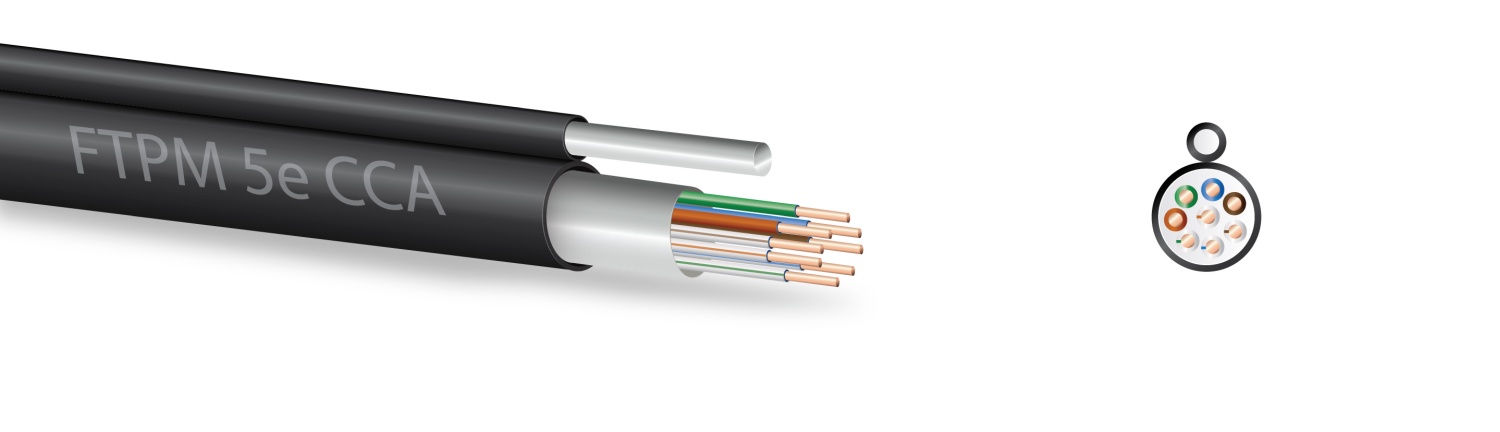 E-shop Zircon kabel FTP 5e CCAPE 305m černý, závěsný - venkovní