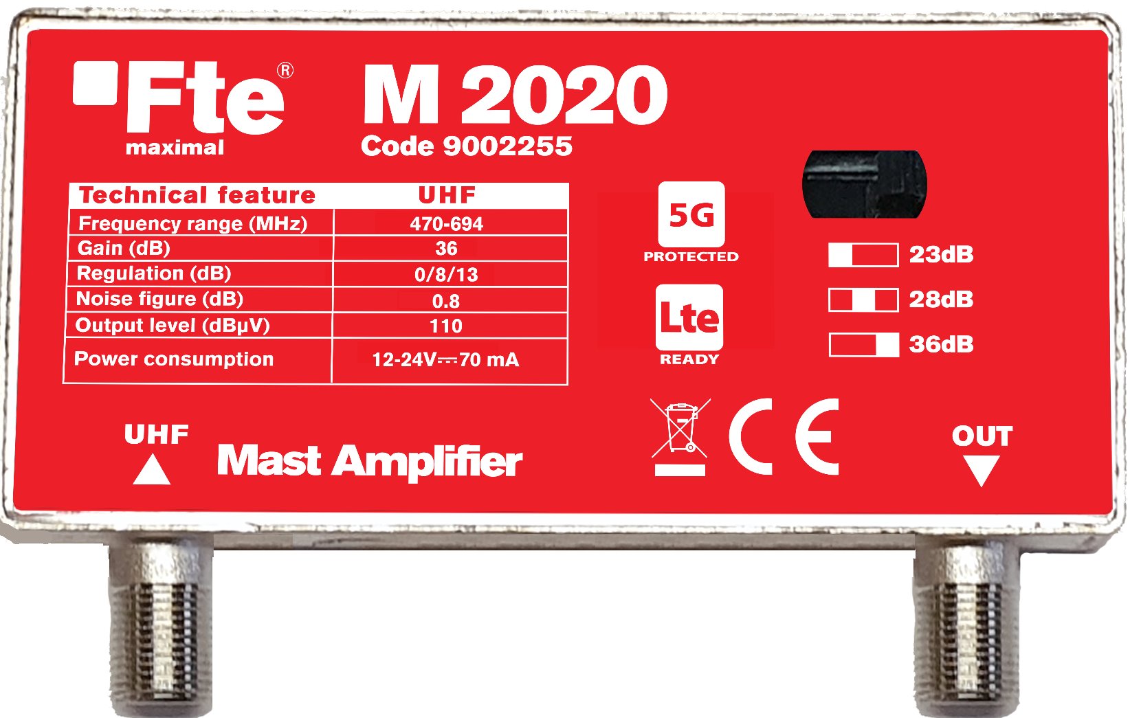 E-shop FTE zesilovač M2020 s 5G LTE filtrem, zesílení 36 dB