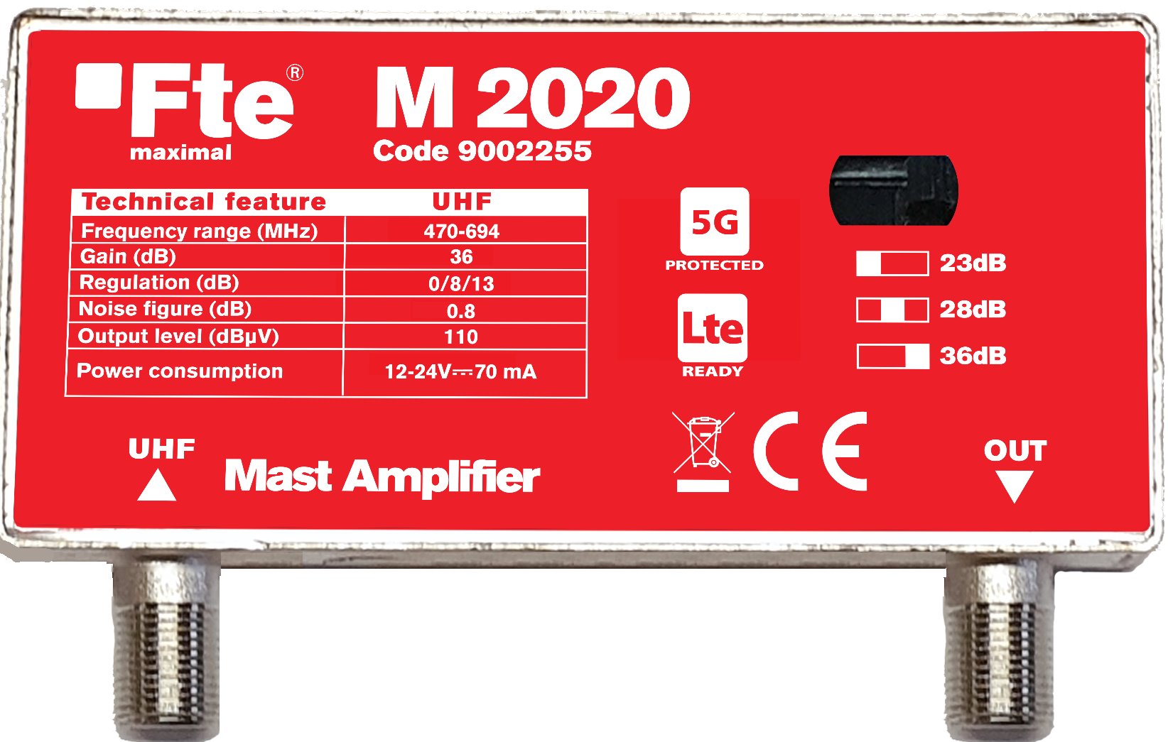 E-shop FTE zesilovač M2020 s 5G LTE filtrem, zesílení 36 dB 8436545306697