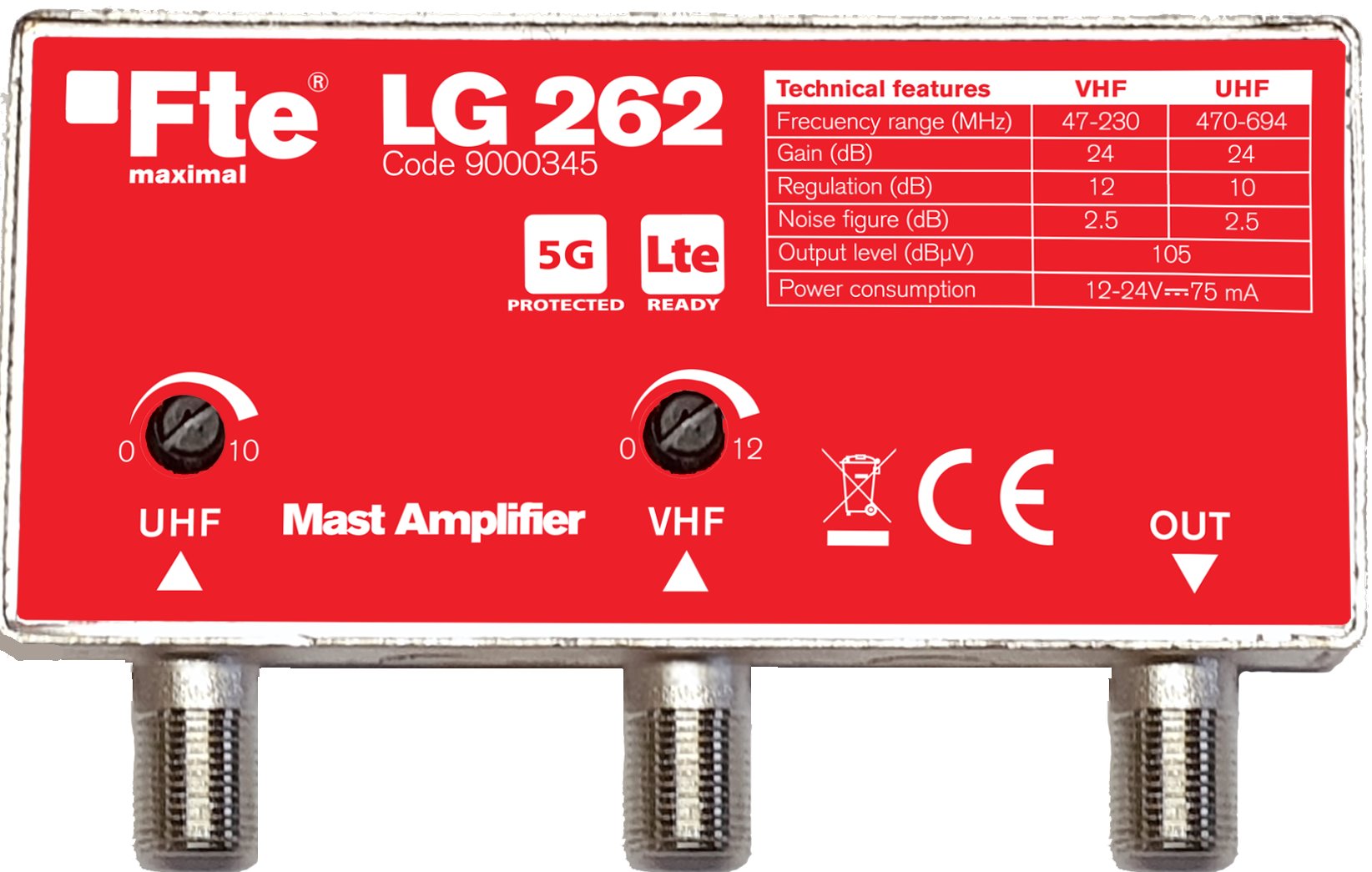 E-shop FTE zesilovač LG 262 s 5G LTE filtrem, zesílení 24 dB