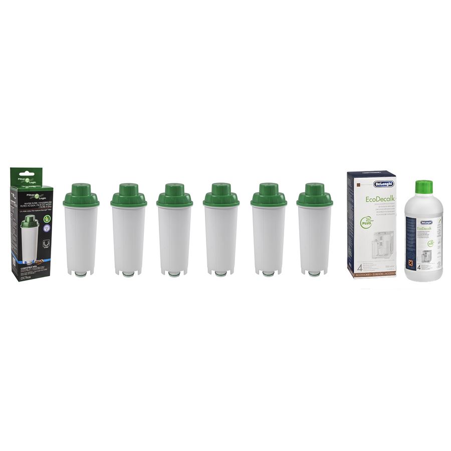 E-shop DeLonghi DLS C002 - Filter Logic CLF-950 (náhrada) 6 ks + EcoDecalk odvápňovač 500 ml