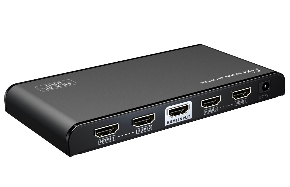 E-shop PremiumCord HDMI 2.0 splitter 1-4 porty, 4K x 2K/60Hz, FULL HD, 3D, černý khsplit4f