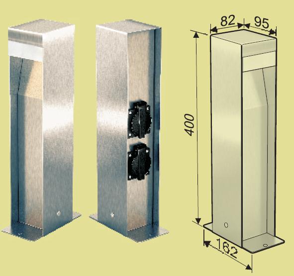 E-shop MCJ Záhradné nerezové svietidlo LED stĺpik + 2 zásuvky, v. 40 cm, IP44
