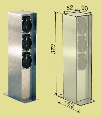 E-shop MCJ Nerezový záhradný stĺpik, 3 zásuvky 230V/50Hz, IP44, 37 cm