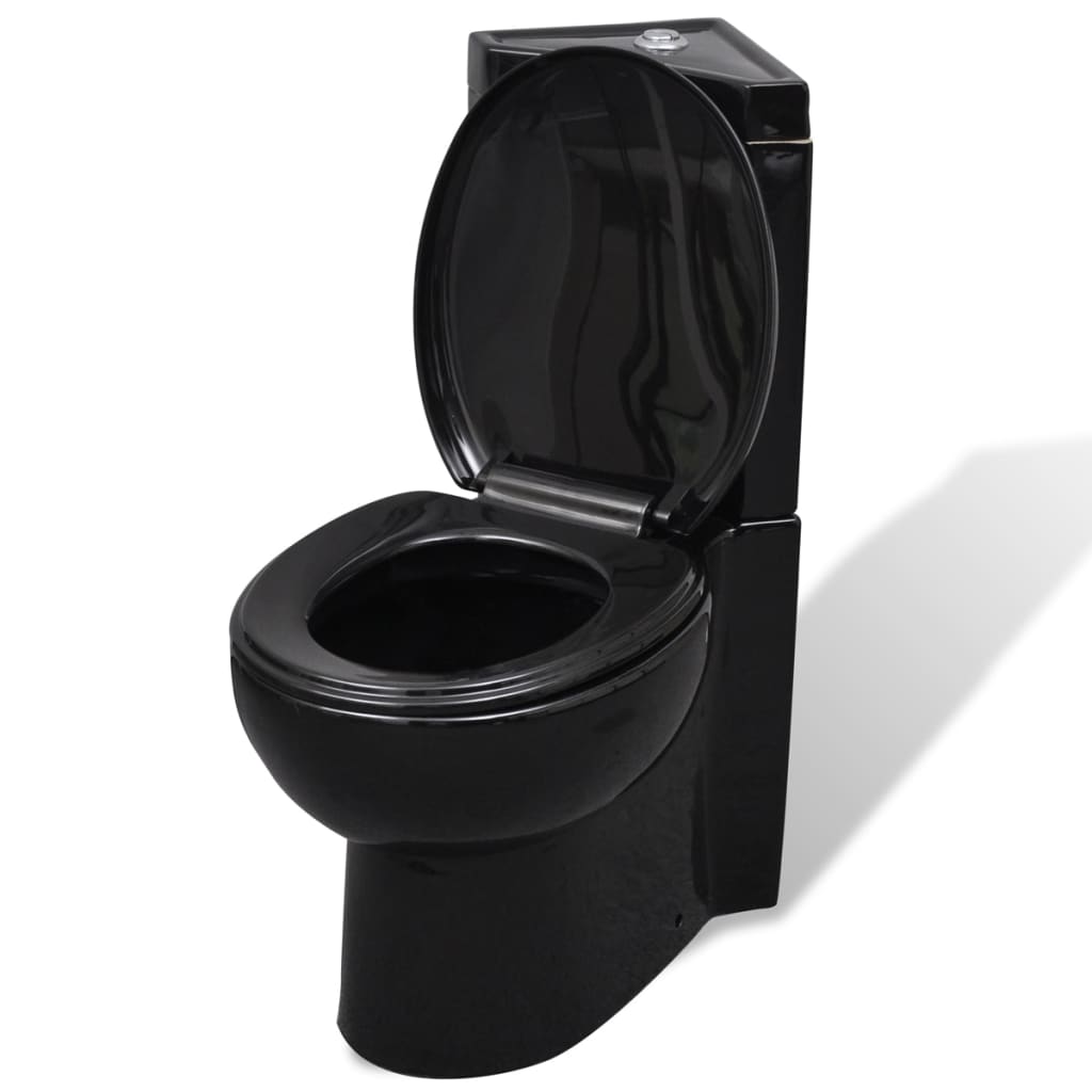 E-shop Multidom Čierna keramická rohová toaleta WC