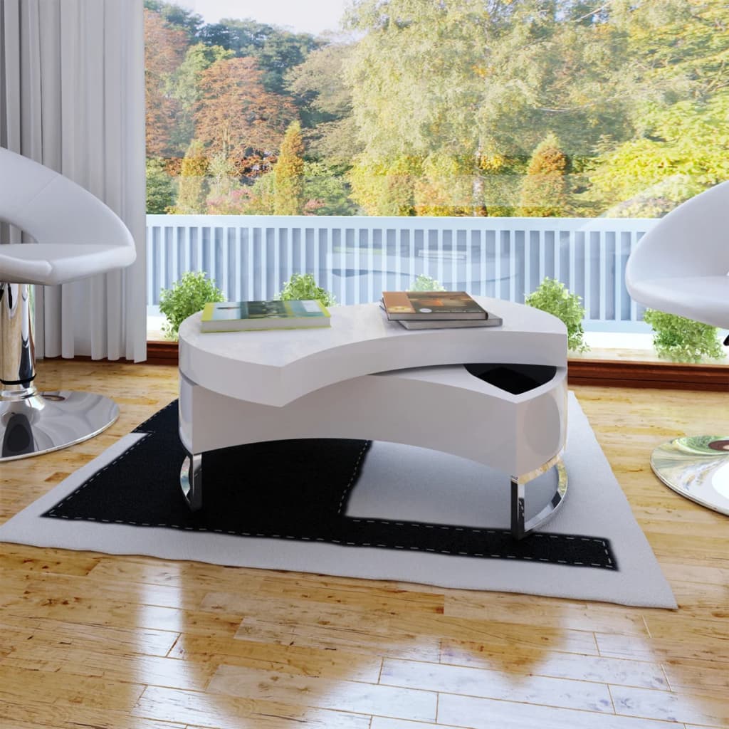 E-shop Multidom Konferenčný stolík s nastaviteľným tvarom, vysoko lesklá biela farba
