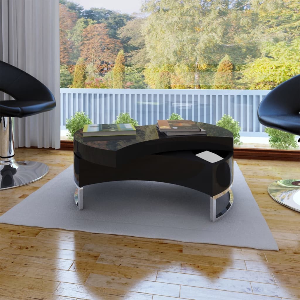 E-shop Multidom Konferenčný stolík, nastaviteľný tvar, vysoký lesk, čierny