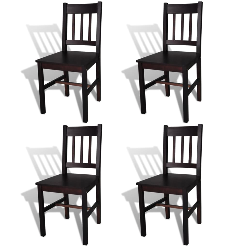 E-shop Multidom Jedálenské stoličky 4 ks, tmavohnedé, borovicové drevo