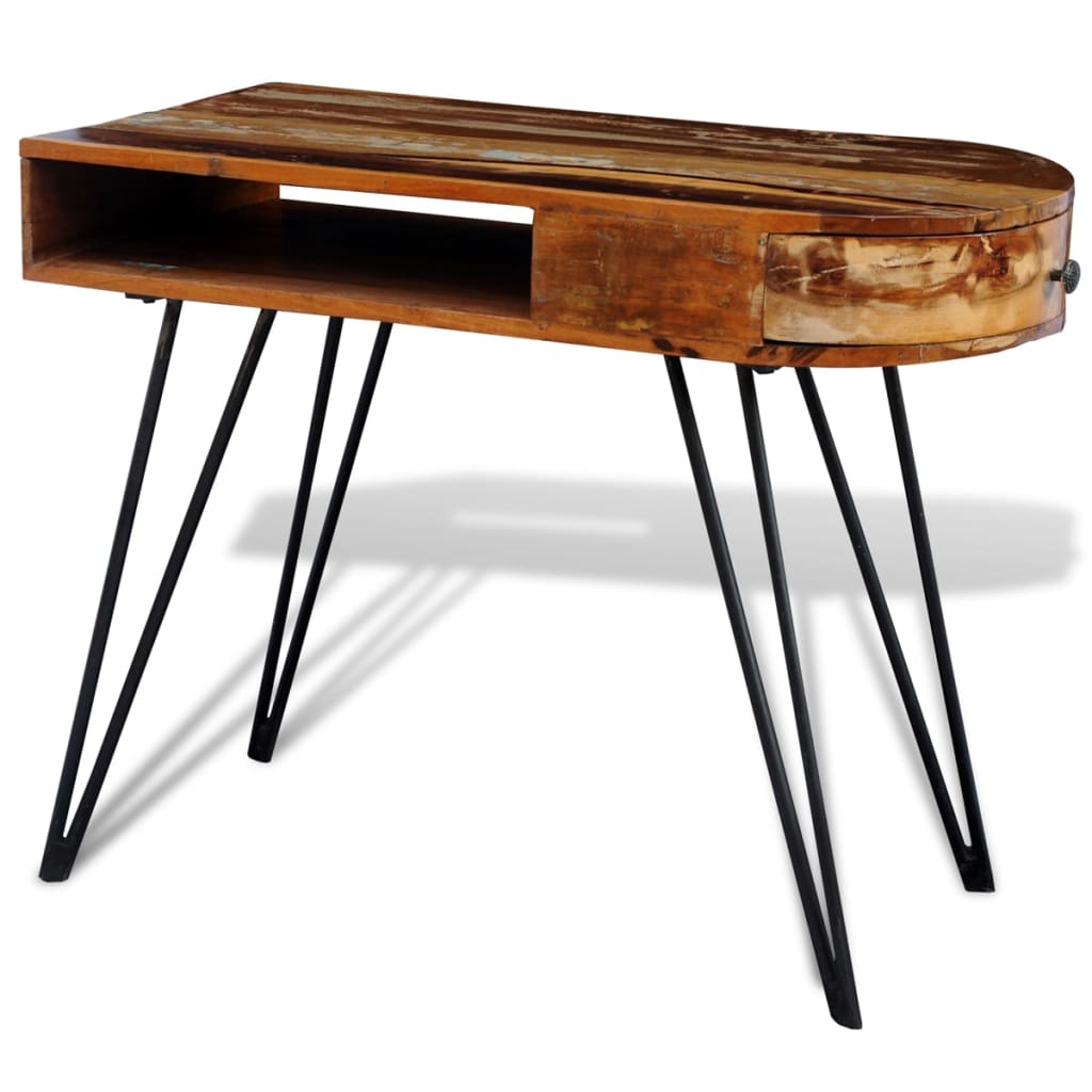 E-shop Multidom Písací stôl, recyklovaný masív, železné nohy
