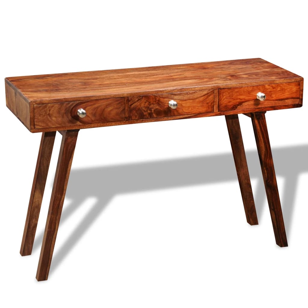 E-shop Multidom Konzolový stolík s 3 zásuvkami 76 cm, drevený masív sheesham