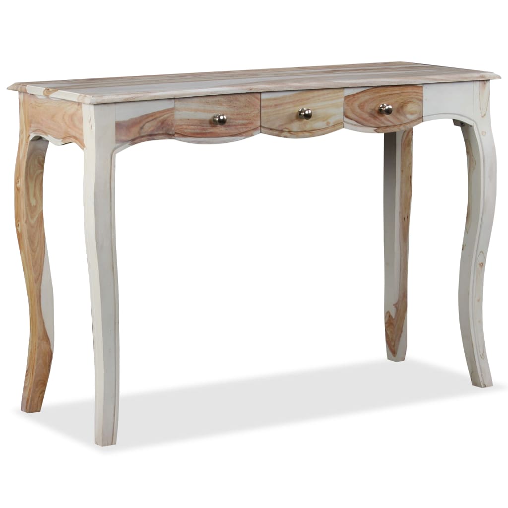 E-shop Multidom Konzolový stolík s 3 zásuvkami, masívne sheeshamové drevo, 110x40x76 cm
