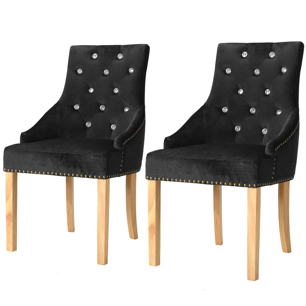 E-shop Multidom Jedálenské stoličky 2 ks, čierne, dubový masív a zamat
