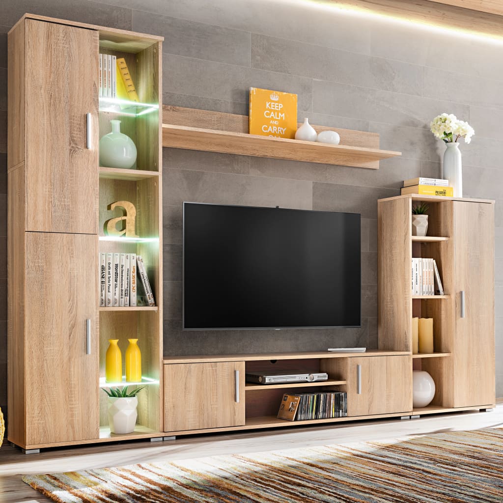 E-shop Multidom Obývacia stena s LED svetlom, dub sonoma