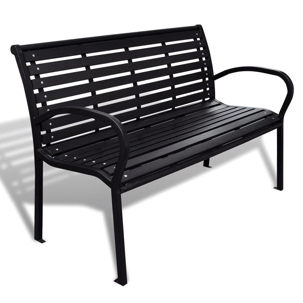 E-shop Multidom Záhradná lavička 125 cm, oceľ a WPC, čierna