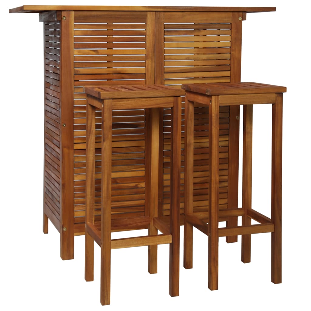 E-shop Multidom 3-dielna súprava barového stola a stoličiek masívne akáciové drevo