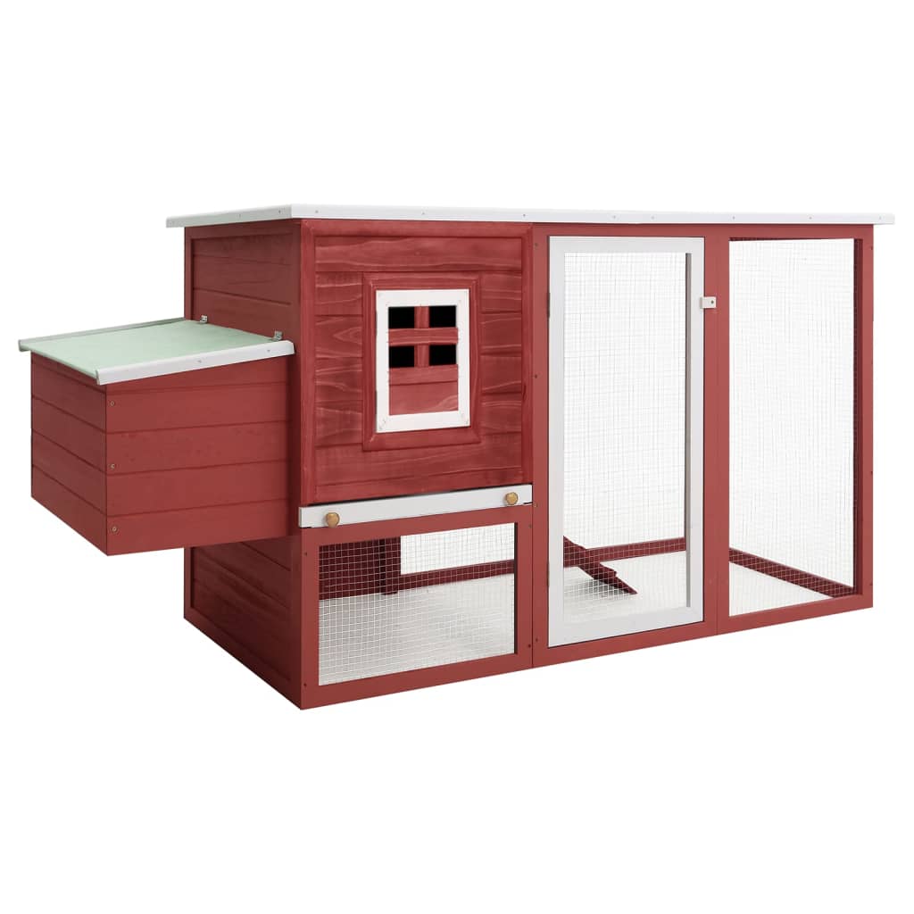 E-shop Multidom Vonkajšia klietka/domček pre sliepky s 1 hniezdom,červená,drevo