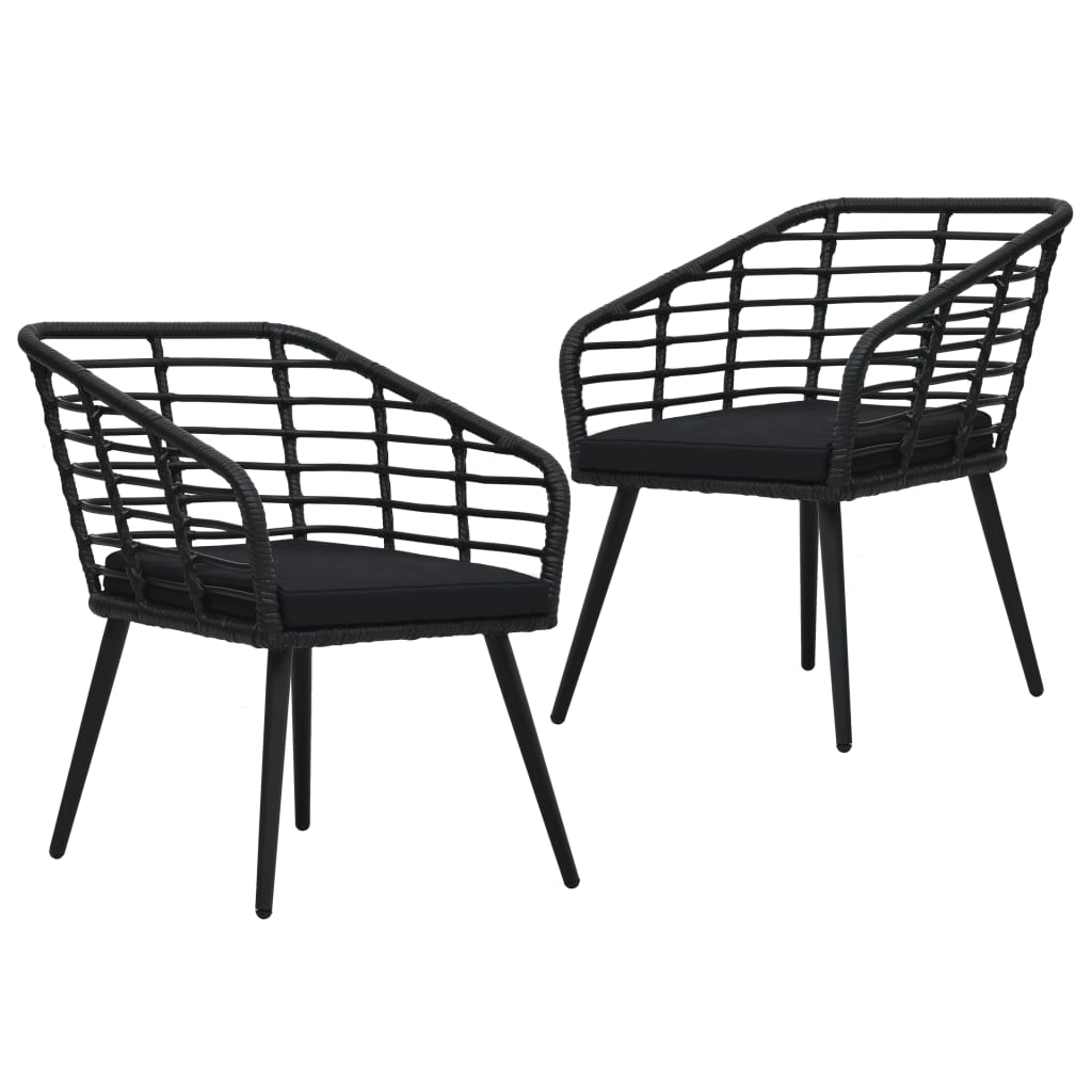 E-shop Multidom Záhradné stoličky s podložkami 2 ks, polyratan, čierne