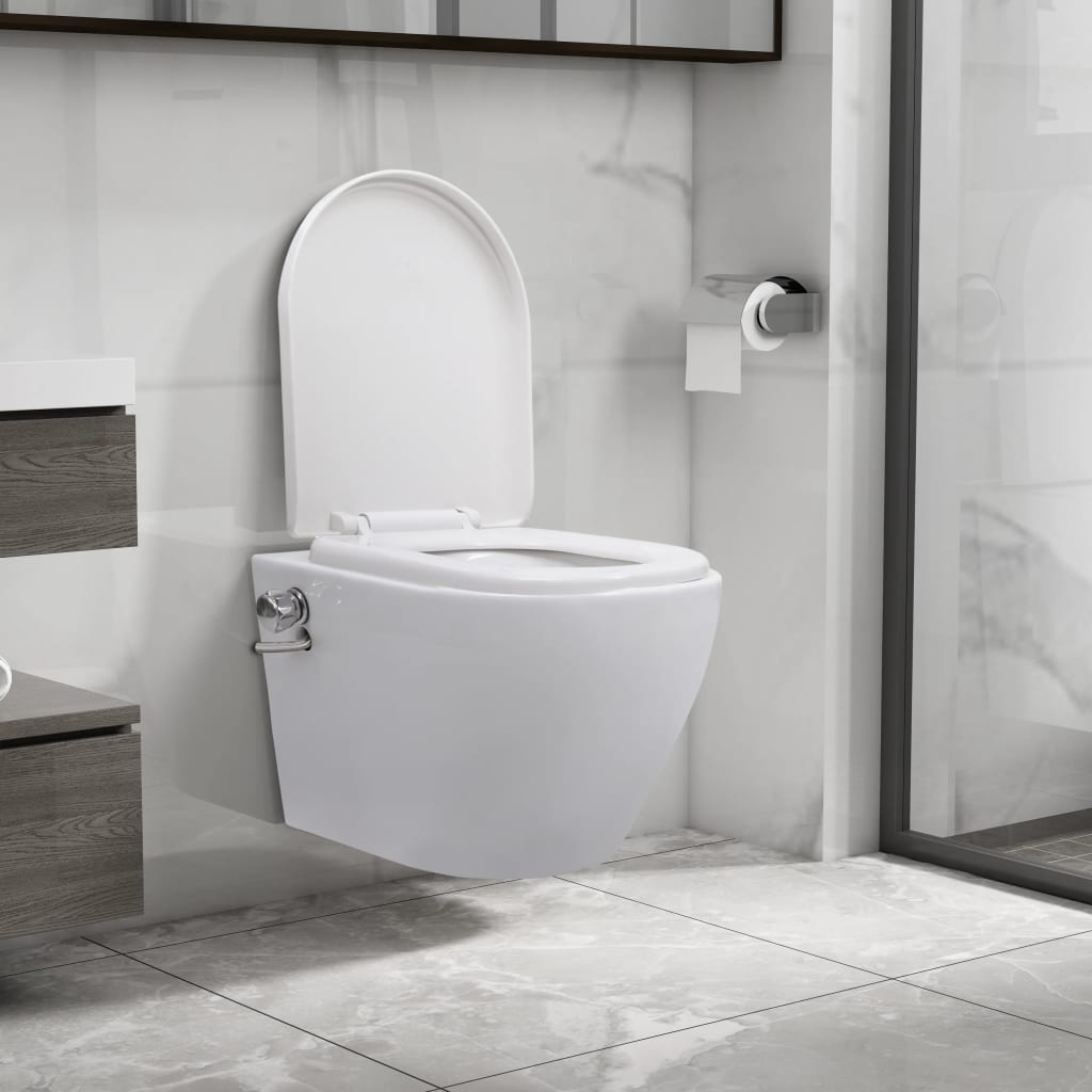 E-shop Multidom Závesné bezokrajové WC s funkciou bidetu biele keramické
