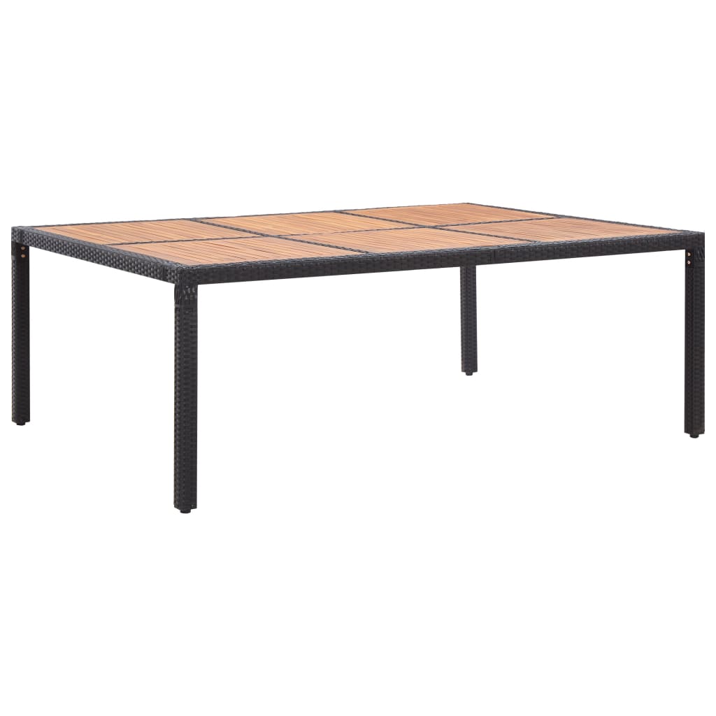 E-shop Multidom Záhradný stôl, čierny 200x150x74 cm, polyratan a akáciové drevo