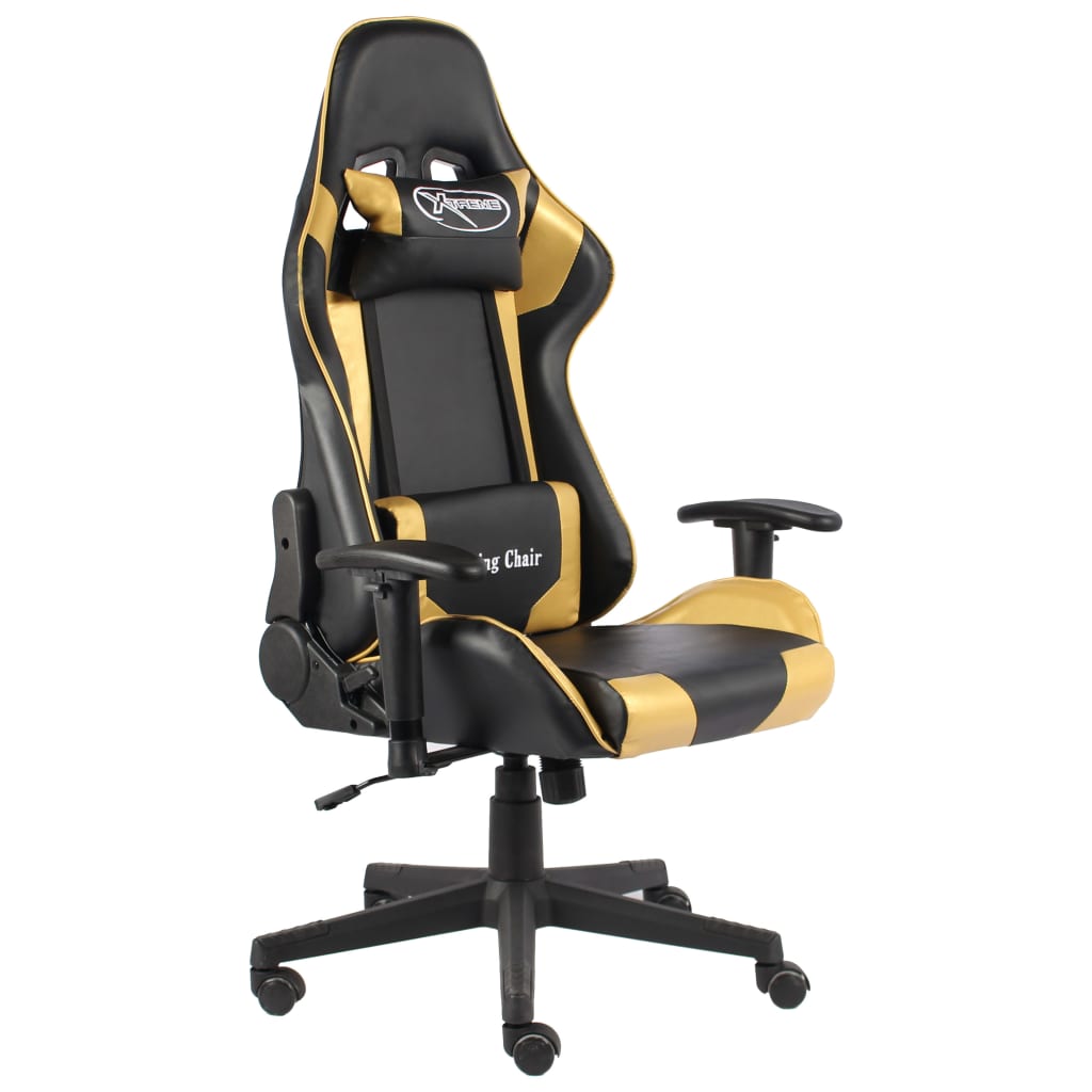 E-shop Multidom Otočná herná stolička zlatá PVC