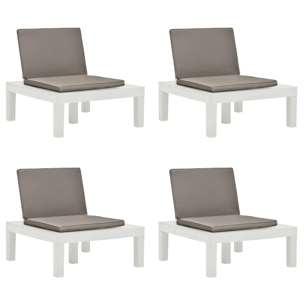 E-shop Multidom Záhradné stoličky s podložkami 4 ks plast biele
