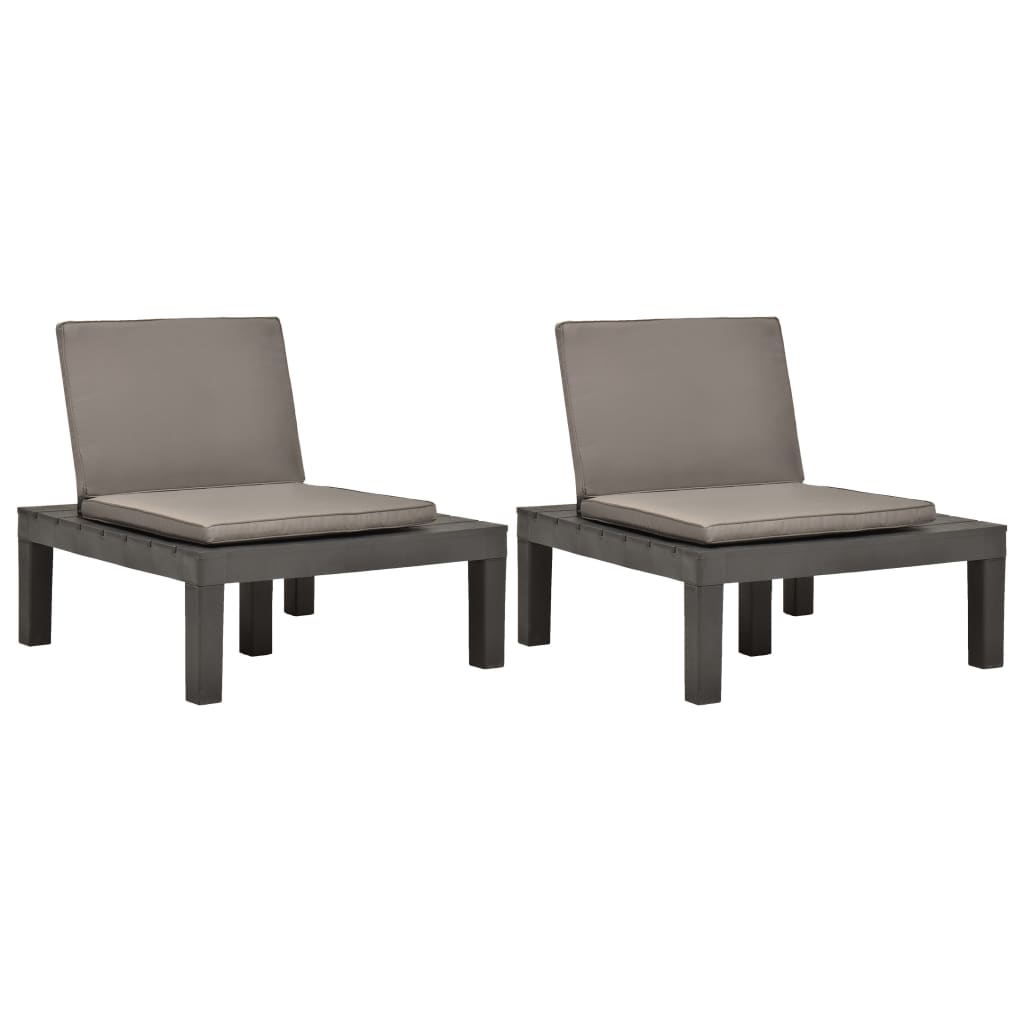 E-shop Multidom Záhradné stoličky s podložkami 2 ks plast antracitové