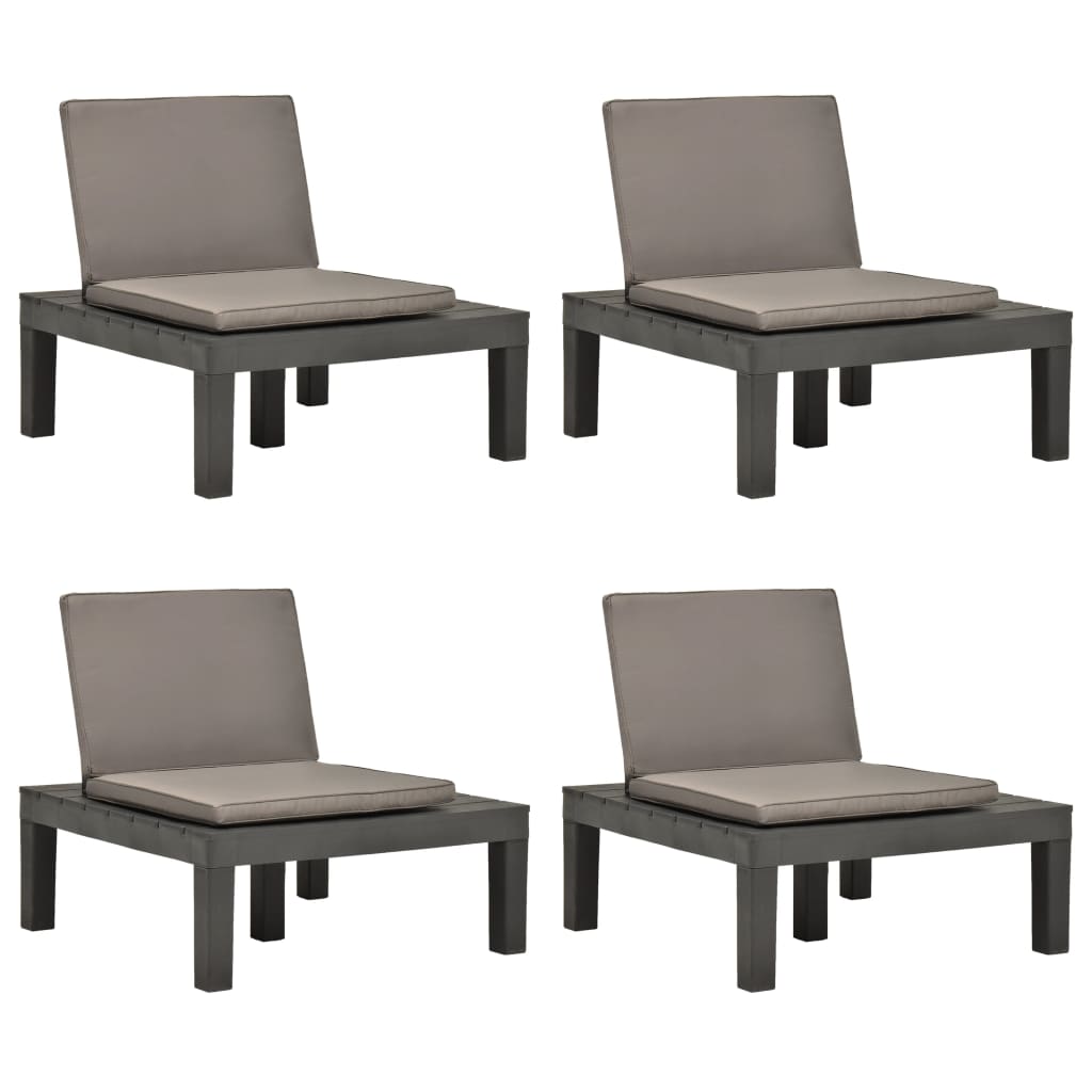 E-shop Multidom Záhradné stoličky s podložkami 4 ks plast antracitové