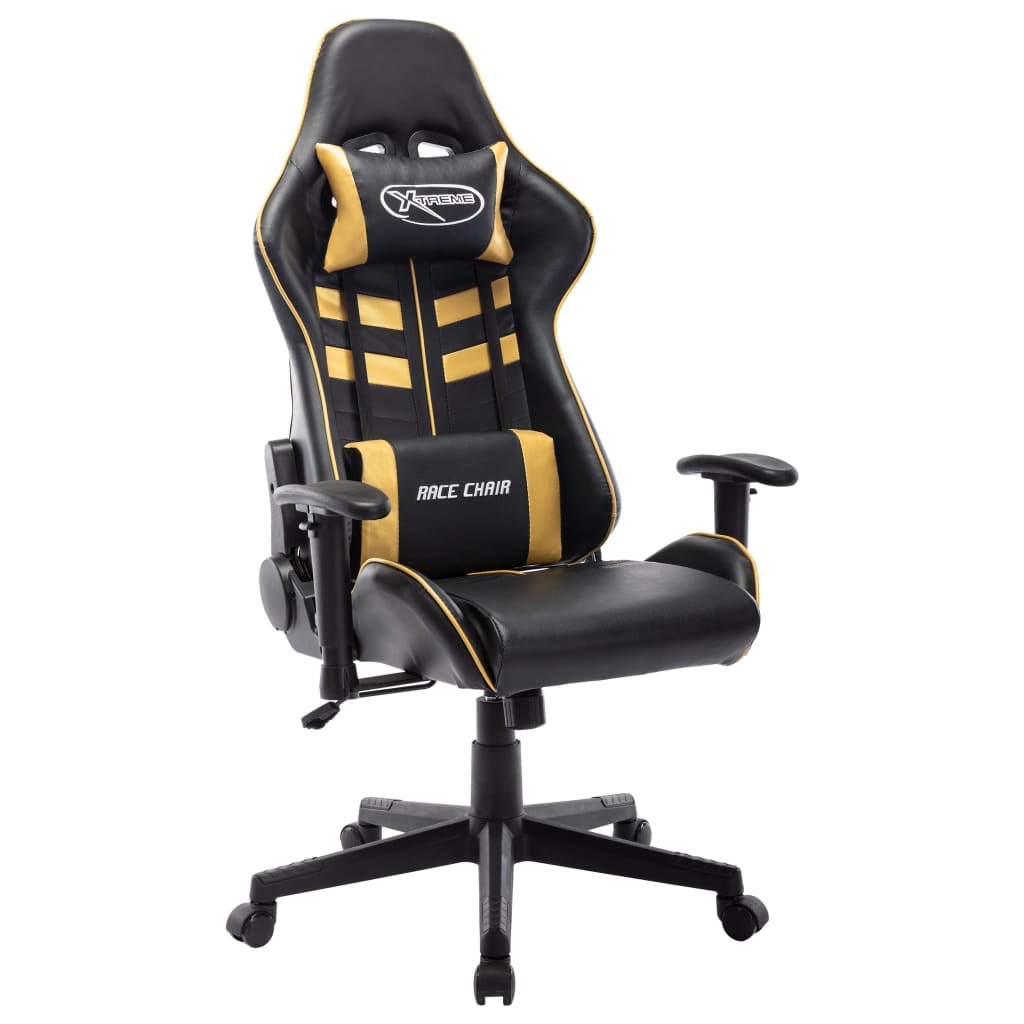 E-shop Multidom Herná stolička čierno-zlatá umelá koža