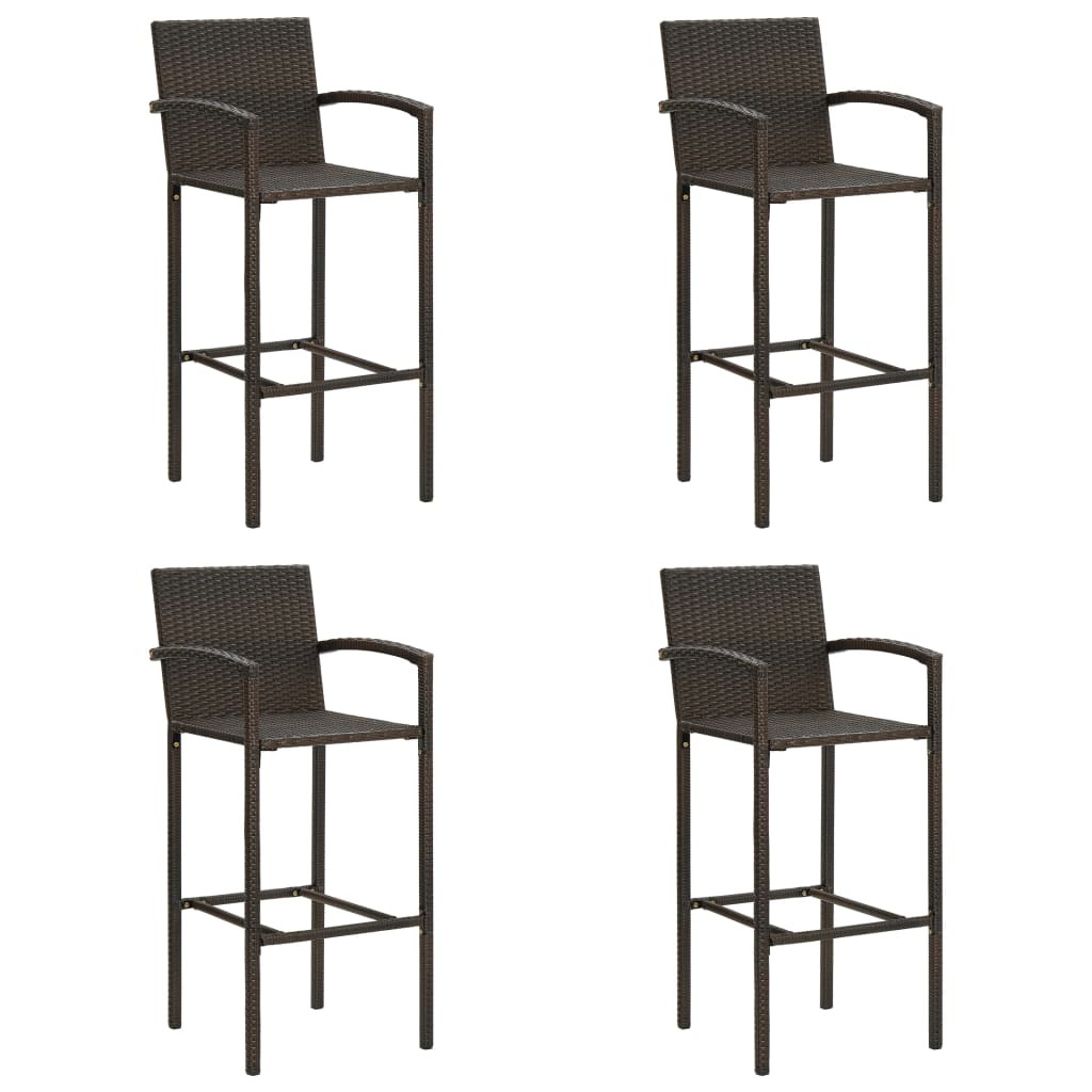 E-shop Multidom Barové stoličky 4 ks, hnedé, polyratan