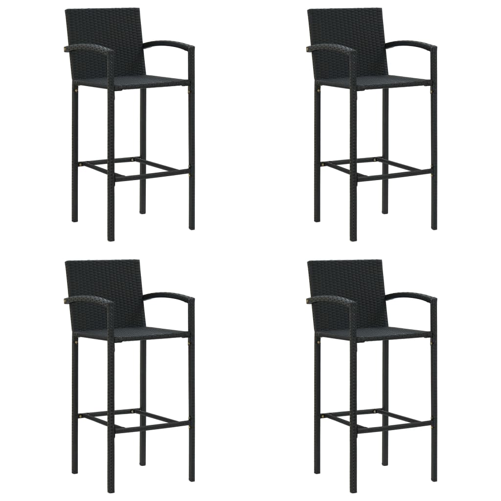 E-shop Multidom Barové stoličky 4 ks, čierne, polyratan