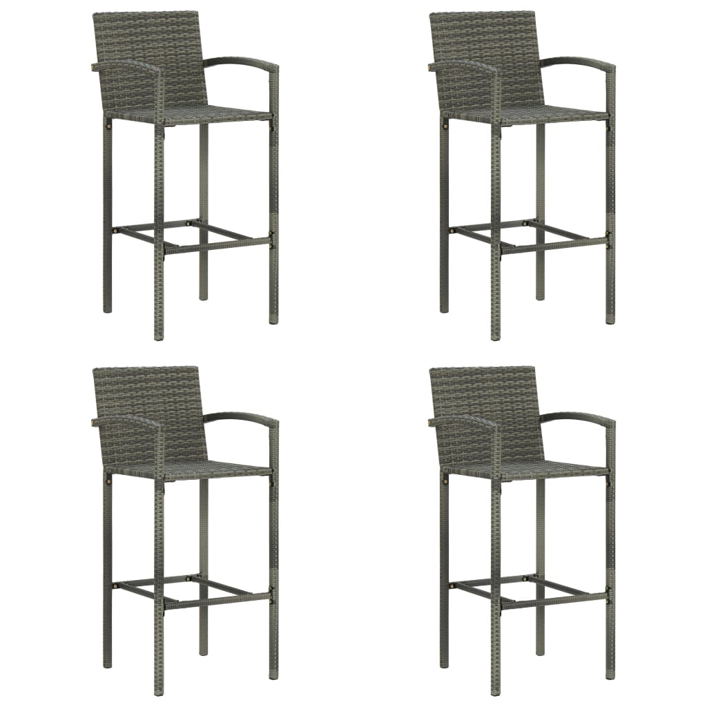E-shop Multidom Barové stoličky 4 ks, sivé, polyratan