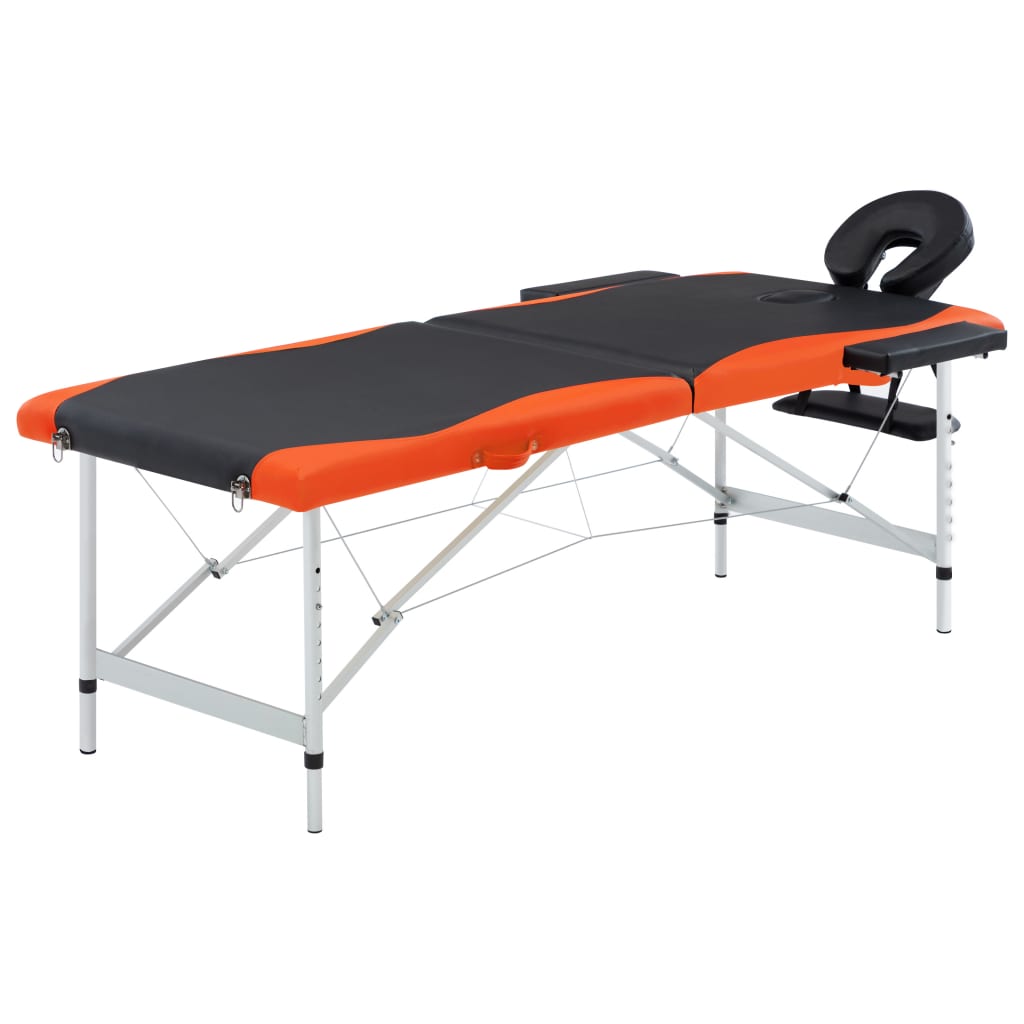 E-shop Multidom 2-zónový skladací masážny stôl čierno-oranžový hliníkový