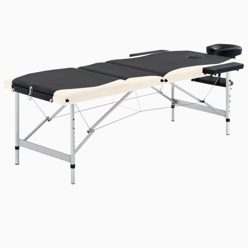 E-shop Multidom Skladací masážny stôl s 3 zónami, hliník, čierno béžový