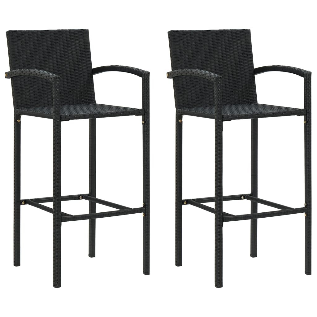 E-shop Multidom Barové stoličky 2 ks, čierne, polyratan