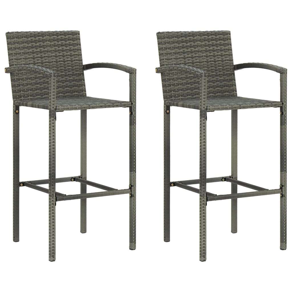 E-shop Multidom Barové stoličky 2 ks, sivé, polyratan