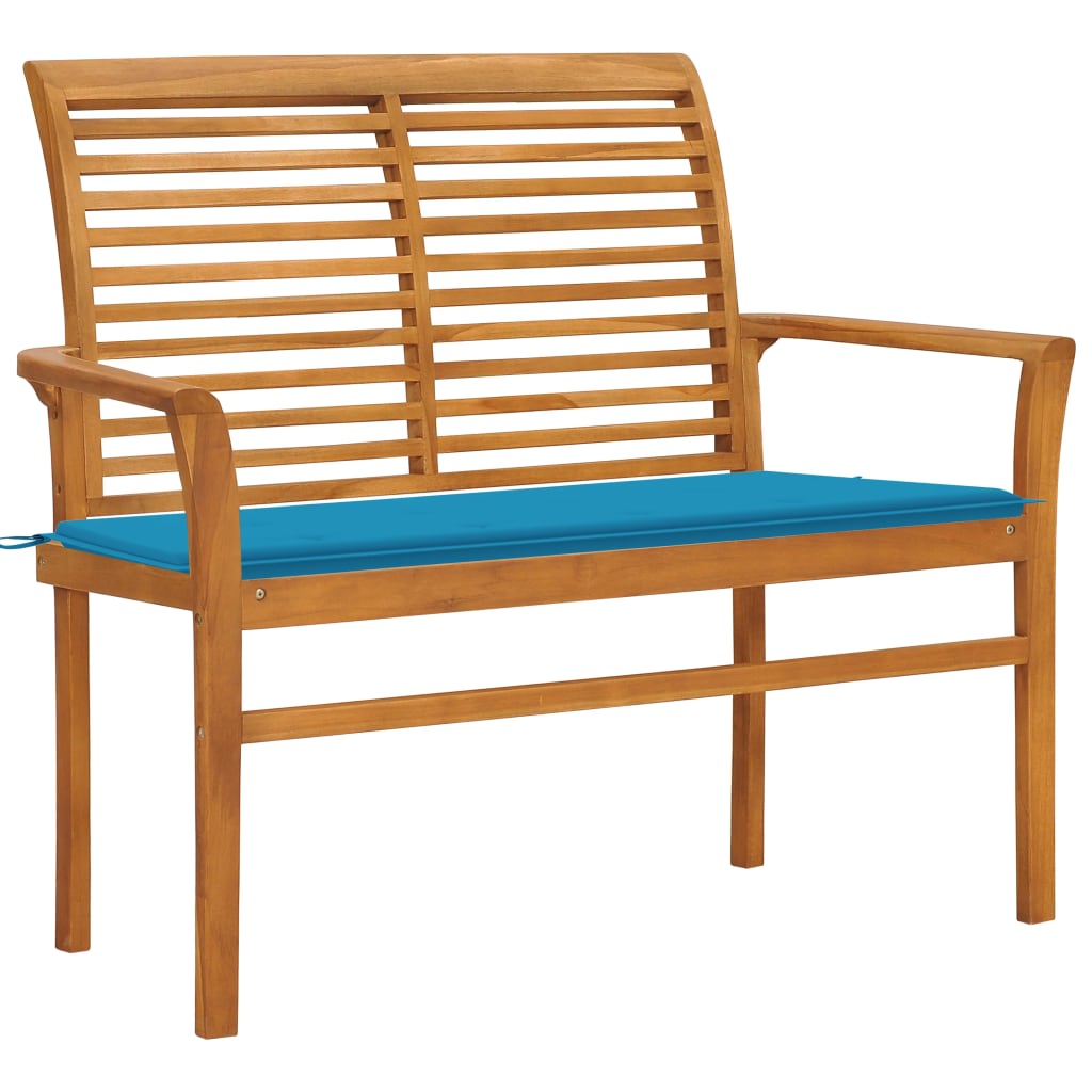 E-shop Multidom Záhradná lavička a modrá podložka 112 cm teakový masív