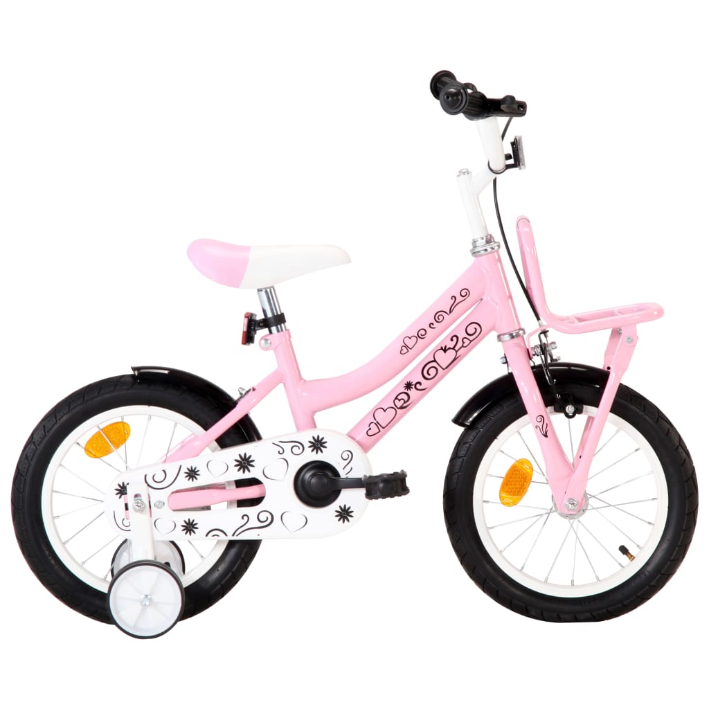 E-shop Multidom Detský bicykel s predným nosičom 14 palcový biely a ružový
