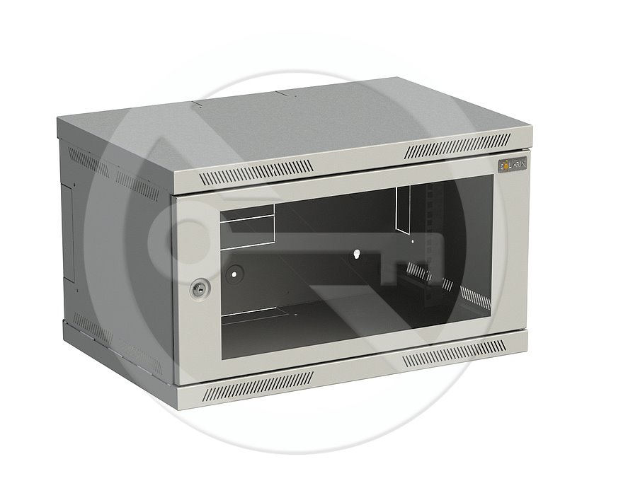E-shop SOLARIX Rozvádzač nástenný SENSA 6U 400mm, dvere sklo, RAL 7035, SENSA-6U-64-11-G 83000081L