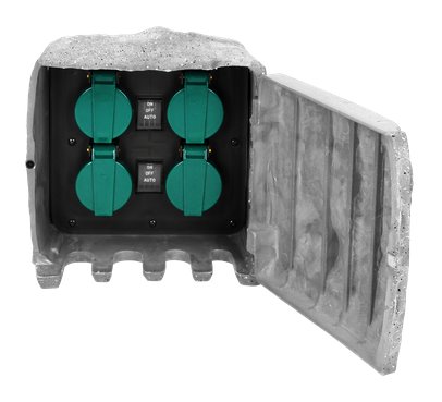 E-shop Záhradná zásuvka STONE ORNO OR-AE-13185, 4 zásuvky 2P+E, gumový kábel H07RN-F 3