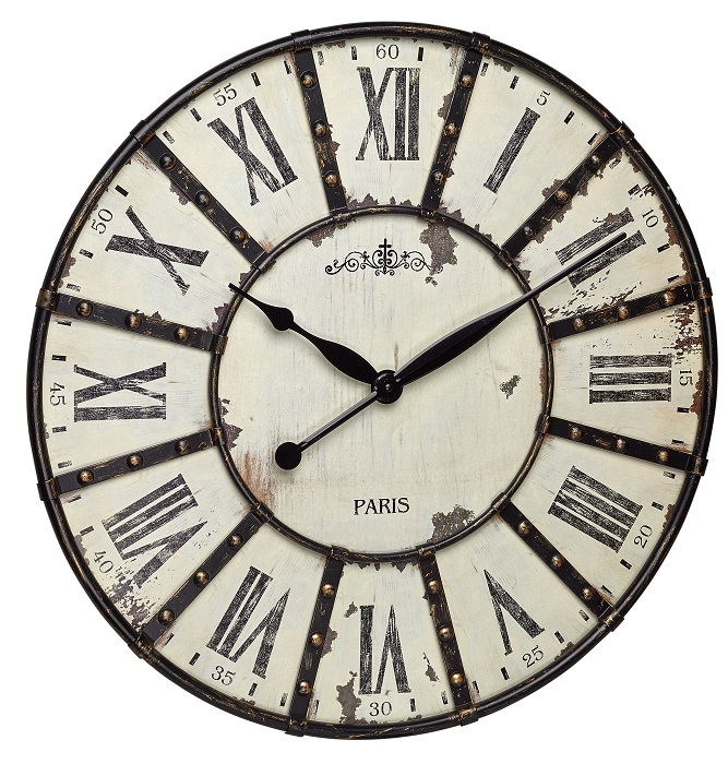 E-shop 60.3039.02 TFA VINTAGE Analógové XXL nástenné hodiny s rímskymi číslicami, biele