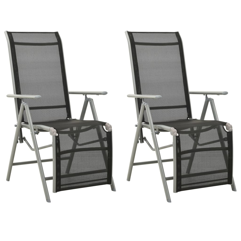 E-shop Multidom Sklápacie záhradné stoličky 2 ks hliník a textilén strieborné