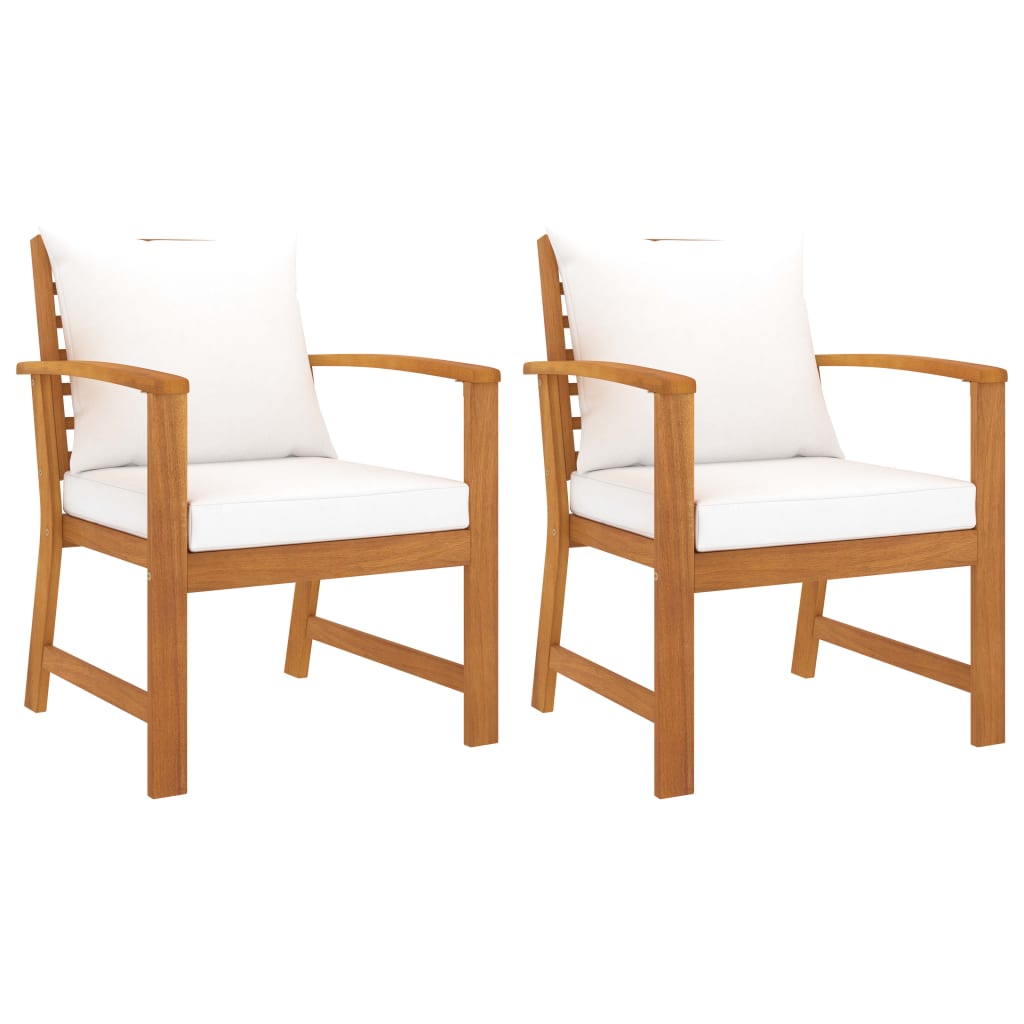 E-shop Multidom Záhradné stoličky s podložkami 2 ks krémové akáciový masív