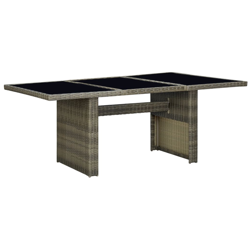 E-shop Multidom Záhradný stôl, hnedý, polyratan a tvrdené sklo