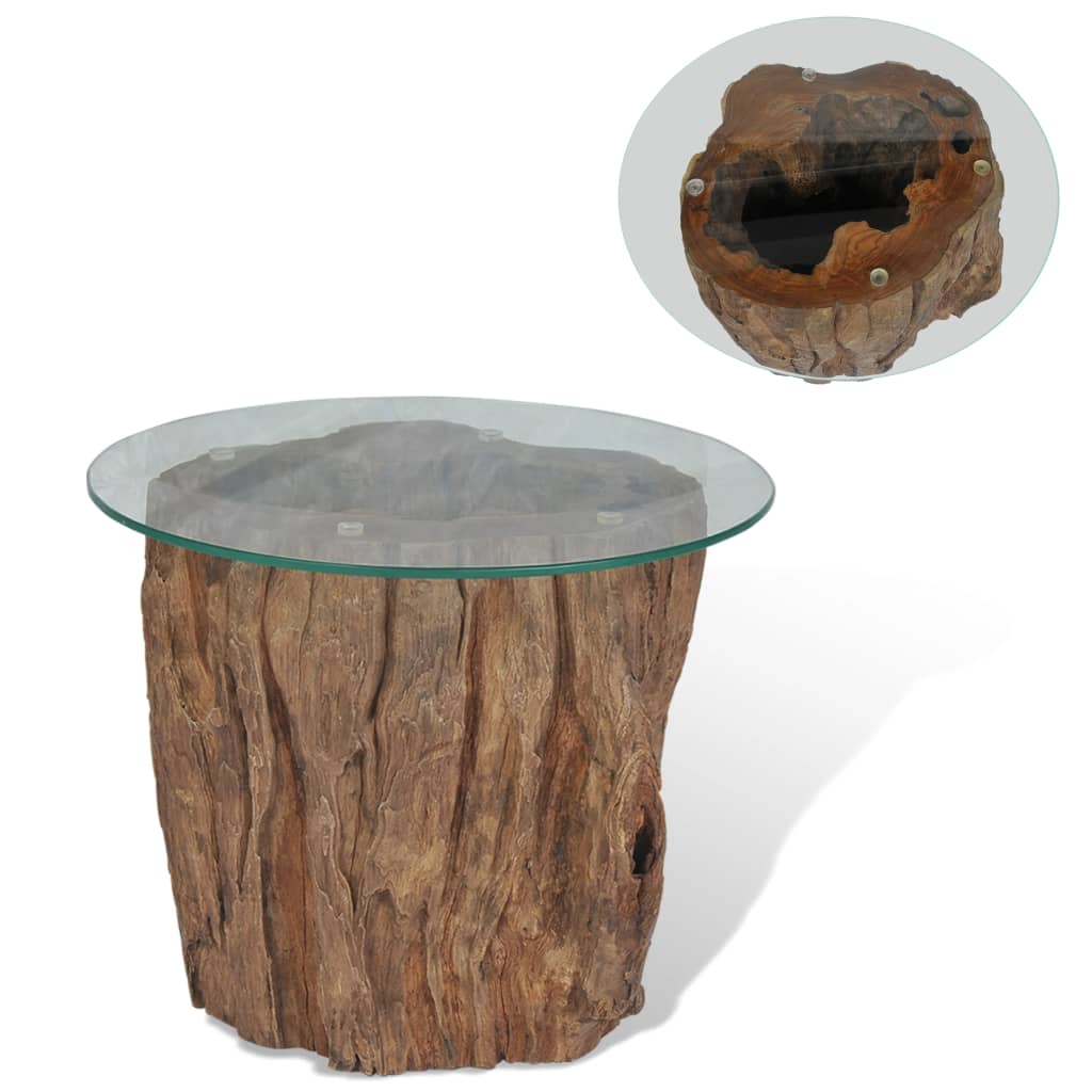 E-shop Multidom Konferenčný stolík, teakové drevo a sklo, 50x40 cm