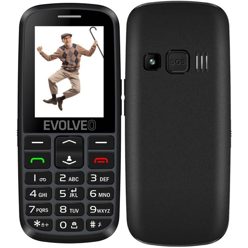 E-shop EVOLVEO EasyPhone EG, mobilní telefon pro seniory s nabíjecím stojánkem (černá barva) EP-550-EGB