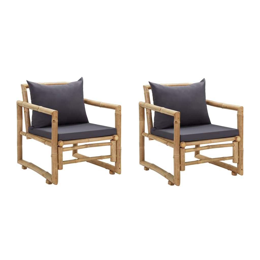 E-shop Multidom Záhradné stoličky s podložkami 2 ks bambusové
