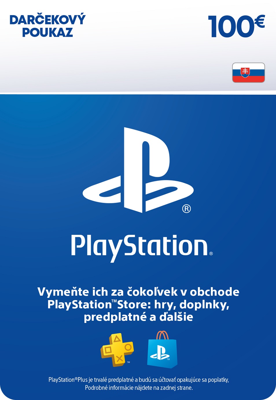 E-shop SONY ESD SK ESD SK - PS Store el. peněženka - 100 EUR SCEE-SK-00010000