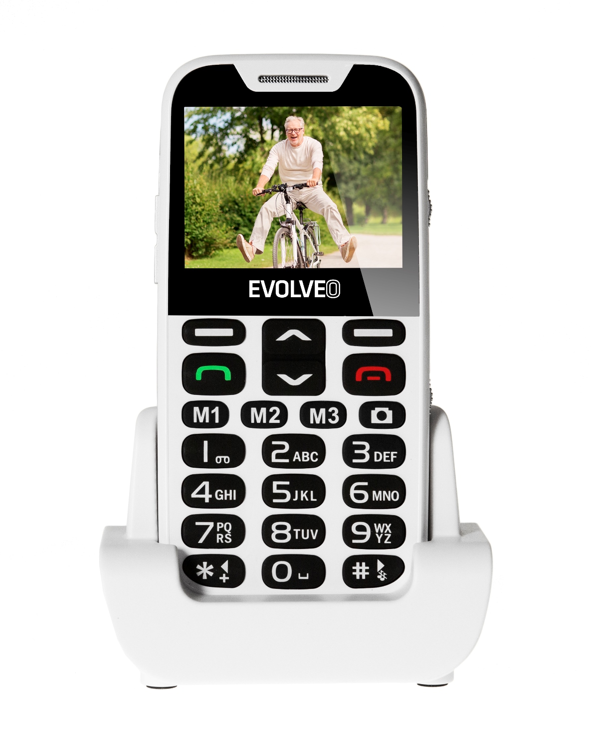 E-shop EVOLVEO EasyPhone XD, mobilní telefon pro seniory s nabíjecím stojánkem (bílá barva) EP-600-XDW