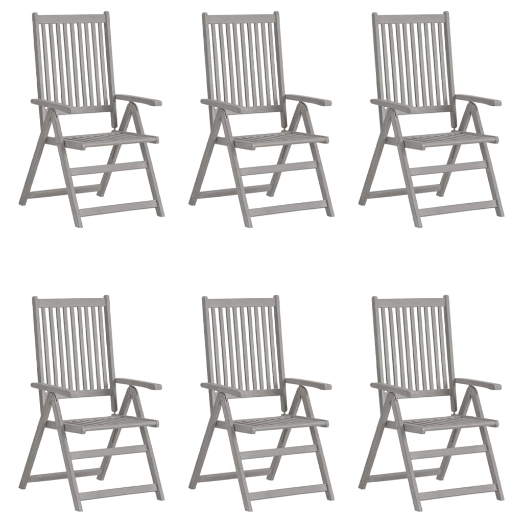 E-shop Multidom Záhradné sklápacie stoličky 6 ks sivé akáciový masív